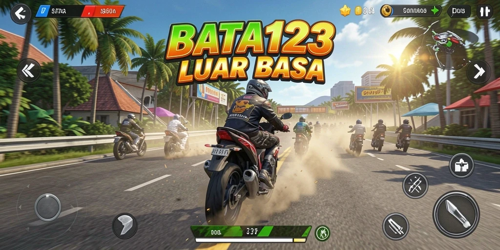 Tampilan balapan mendebarkan di BATA123 dengan motor cepat.