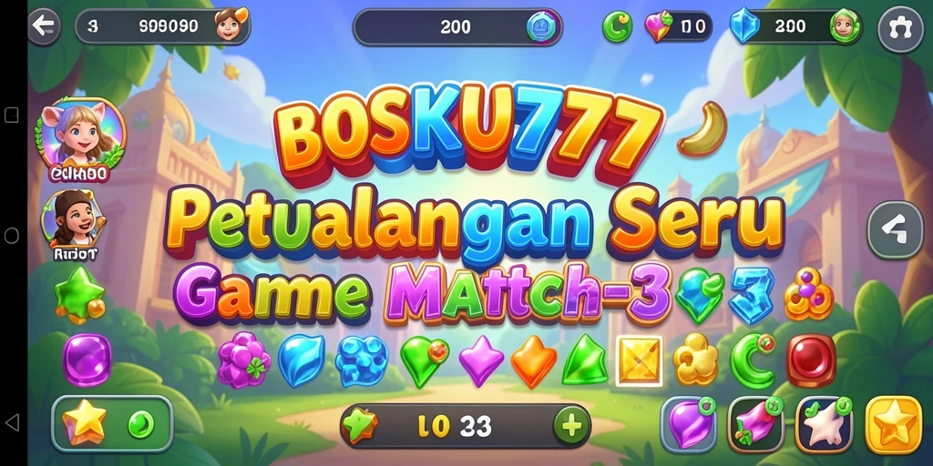 Tampilan menakjubkan gameplay BOSKU777 dengan level Match-3.