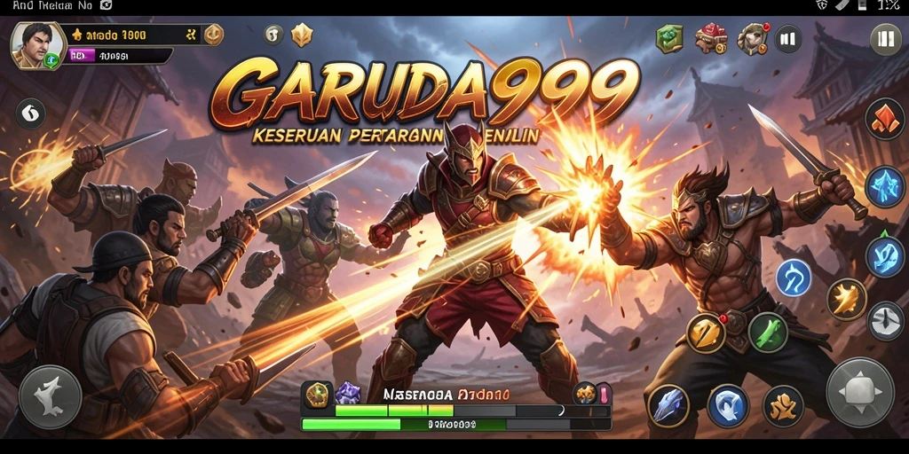 Screenshot GARUDA999 menampilkan pertarungan intens antara karakter-karakter kuat.