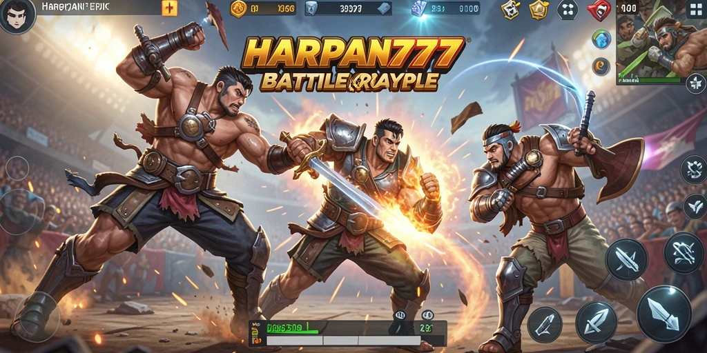 Gameplay seru dalam <strong>HARAPAN777</strong> saat bertarung di arena Battle Royale.