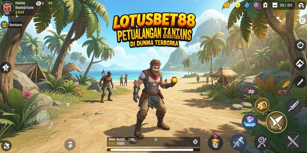 Screenshot gameplay LOTUSBET88 menampilkan petualangan di dunia terbuka.