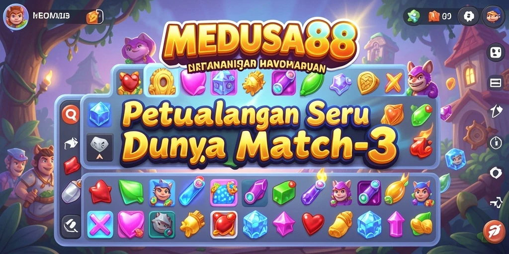 Tampilan gameplay menarik dari game Match-3 MEDUSA88.