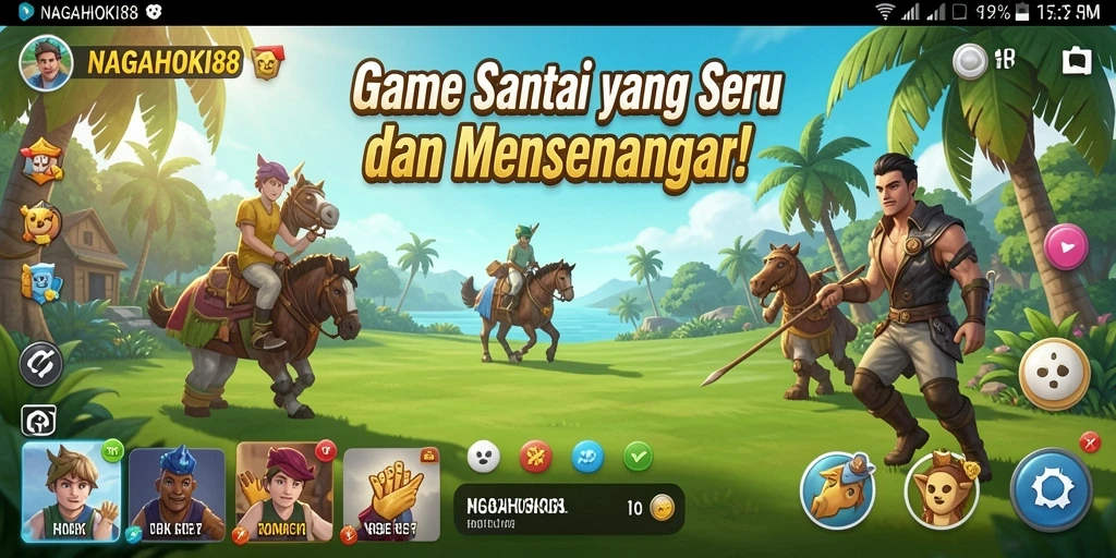 Tampilan gameplay NAGAHOKI88 yang ceria dan penuh warna.