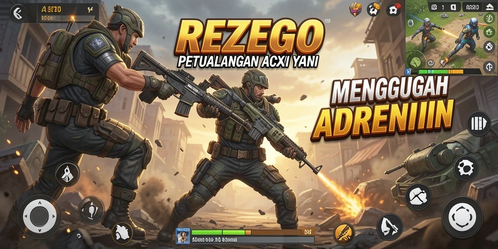 Tampilan gameplay mendebarkan dalam aksi REZEGO.