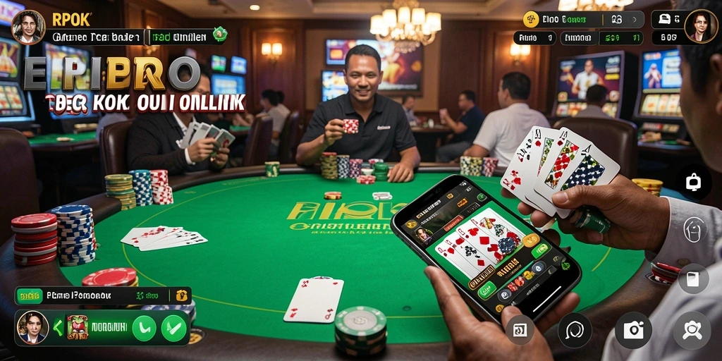 Screenshot gameplay RPOK yang menunjukkan pertarungan seru di meja Poker.