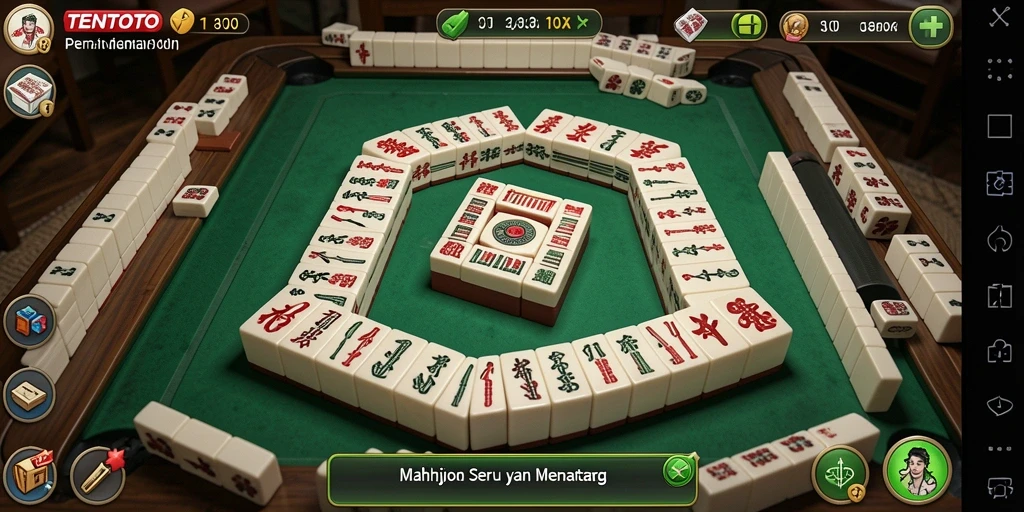 Screenshot gameplay TENTOTO menunjukkan tantangan menarik Mahjong.