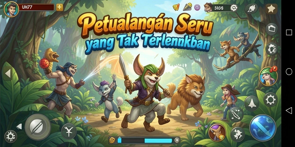 Screenshot UH77 menampilkan aksi seru dalam petualangan yang menarik.
